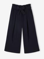 Wijde korte meisjesbroek van piqué mesh JONEN marineblauw