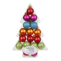 17x Kunststof gekleurde kleine kerstballen pakket 3 cm   -