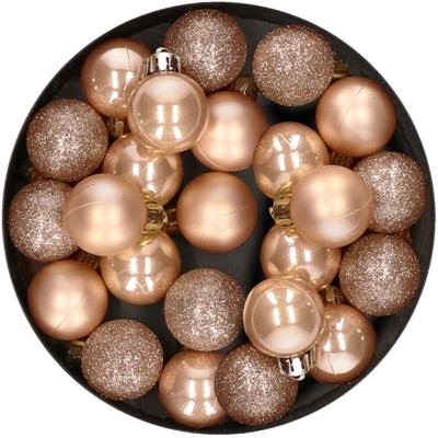 Mini kerstballen - 28x st - toffee bruin - D3 cm - kunststof - kerstversiering Mini kerstballen - 28x st - toffee bruin - D3 cm - kunststof - kerstversiering