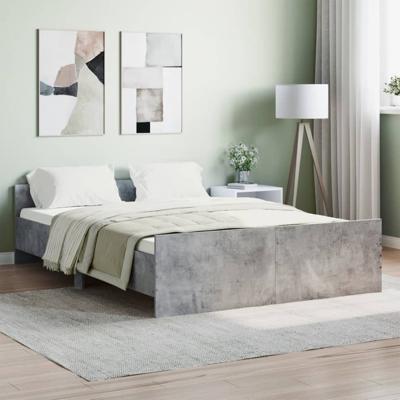 Bedframe met hoofd- en voeteneinde betongrijs 140x190 cm