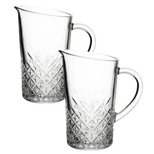 Secret de Gourmet Karaf decanteer - 2x stuks - voor wijn - 1,4 liter - reliëf glas - schenkkan