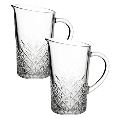 Secret de Gourmet Karaf decanteer - 2x stuks - voor wijn - 1,4 liter - reli?f glas - schenkkan