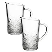 Secret de Gourmet Karaf decanteer - 2x stuks - voor wijn - 1,4 liter - reliëf glas - schenkkan