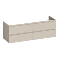 Brauer Joy - Onderkast - 140 cm - met 4 Softclose Lades Greeploos en 2 Sifon Uitsparingen - Mat Beige