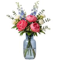 Gerimport bloemenvaas Arch - blauw - transparant - glas - 12 x 25 cm