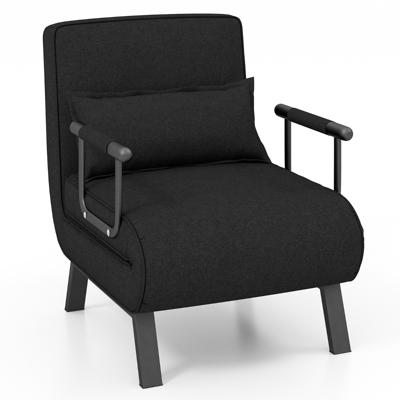 4-in-1 Slaapstoel Inklapbaar Slaapbank met 5 Standen Verstelbare Rugleuning Bankbed (Zwart)