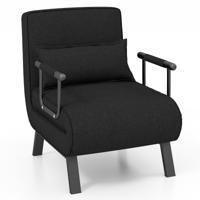 4-in-1 Slaapstoel Inklapbaar Slaapbank met 5 Standen Verstelbare Rugleuning Bankbed (Zwart)