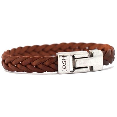 JOSH 24456-BRA-S-CO Armband leder cognac-zilverkleurig 10 mm 22 cm
