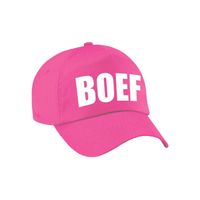 Roze Boef verkleed pet / cap voor volwassenen - thumbnail