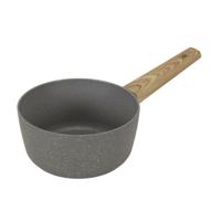 Steelpan/sauspan Sunrise - Alle warmtebronnen - Grijs - Dia 18 cm - handvat hout effect - aluminium