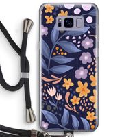 Flowers with blue leaves: Samsung Galaxy S8 Plus Transparant Hoesje met koord