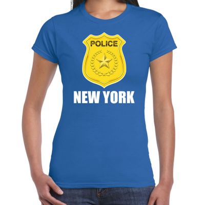 Police / politie embleem New York verkleed t-shirt blauw voor dames Police / politie embleem New York verkleed t-shirt blauw voor dames
