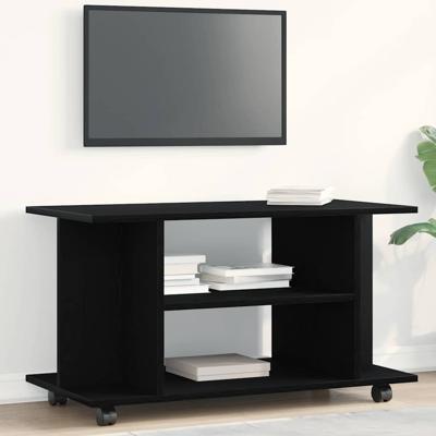 TV-meubel met wielen Zwarte eik 80x40x45 cm Engineered Wood