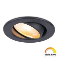 Malta LED inbouwspot - 5 Watt 480 lumen - Dim to warm - Rond - Kantelbaar - IP44 waterdicht - Wit - Incl. Quick Connector box - Zwart