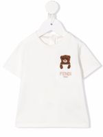 Fendi Kids t-shirt Teddy Bear à logo brodé - Tons neutres