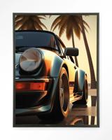 Urban Cotton Wandkleed 'Miami Style' 110 x 145cm in Floating Frame - black