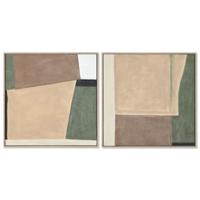 Schilderij Home ESPRIT Groen Beige Abstract Stads 80 x 3,8 x 80 cm (2 Stuks)