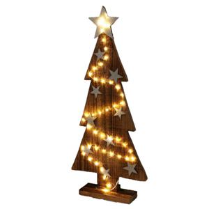 Decoratie kerstboom - hout - met LED verlichting - H54 cm - 50 micro lampjes - warm wit