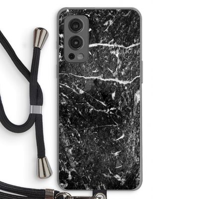 Zwart marmer: OnePlus Nord 2 5G Transparant Hoesje met koord
