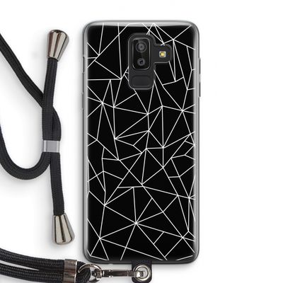 Geometrische lijnen wit: Samsung Galaxy J8 (2018) Transparant Hoesje met koord