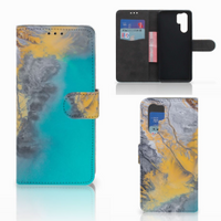 Huawei P30 Pro Bookcase Marble Blue Gold