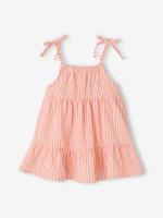 Jurk baby meisjes bretels biologisch katoen roze, gestreept