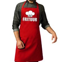 Chef frituur schort / keukenschort rood heren