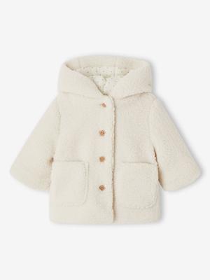 Jas met capuchon van sherpa voor baby's zandbeige