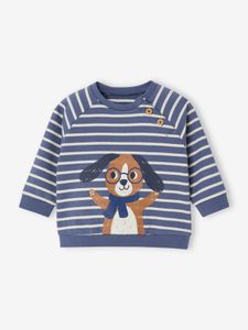 Gestreept sweatshirt van molton baby blauw, gestreept