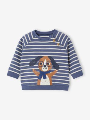 Gestreept sweatshirt van molton baby blauw, gestreept