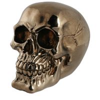 Spaarpot van doodshoofd/Skull - polyresin - 15 cm - Gold Dark - Volwassenen - thumbnail