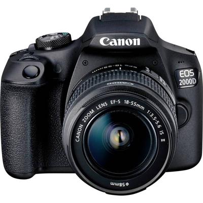 Canon EOS 2000D Kit 18-55 mm DC III Digitale spiegelreflexcamera Incl. EF-S 18-55 mm IS III lens 24.1 Mpix Zwart Optische zoeker, Met ingebouwde flitser, WiFi,