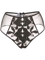 Fleur Du Mal string brodé Lily à taille haute - Noir