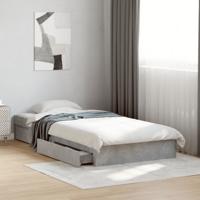 Bedframe met lades bewerkt hout betongrijs 100x200 cm