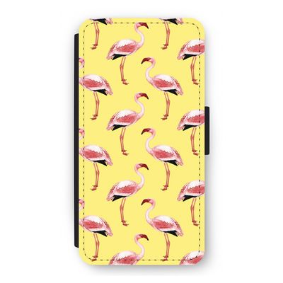 Flamingo's geel: iPhone 12 Flip Hoesje