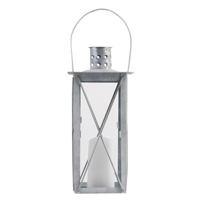 Flancy Flames Lantaarn - zink - windlicht - zilverkleurig - 25 cm