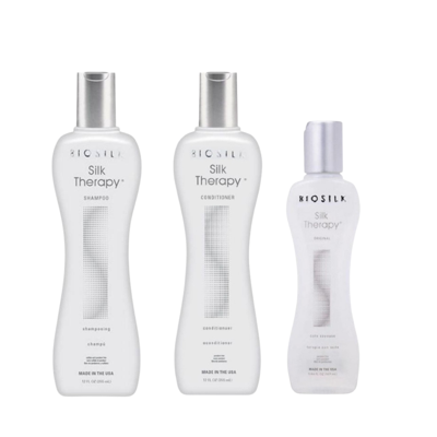 Biosilk Silk Therapy Shampoo 355ml + Conditioner 355ml + Silk Therapy 167ml