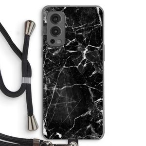 Zwart Marmer 2: OnePlus Nord 2 5G Transparant Hoesje met koord