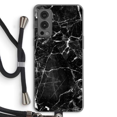 Zwart Marmer 2: OnePlus Nord 2 5G Transparant Hoesje met koord