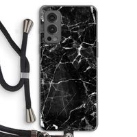Zwart Marmer 2: OnePlus Nord 2 5G Transparant Hoesje met koord Zwart Marmer 2: OnePlus Nord 2 5G Transparant Hoesje met koord