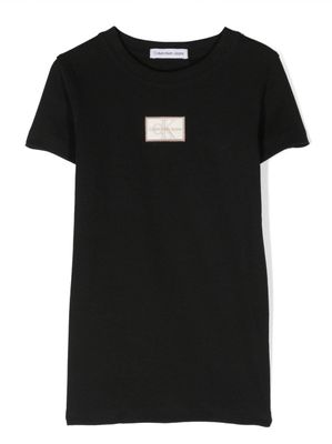 Calvin Klein Kids t-shirt en coton stretch à patch logo - Noir