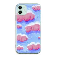 Roze wolken met vogels: iPhone 11 Transparant Hoesje