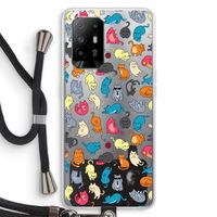 Kleurrijke katten: Oppo A94 5G Transparant Hoesje met koord