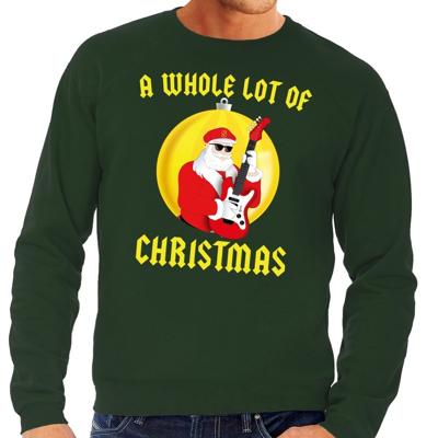 Foute kersttrui - sweater - A Whole Lot of Christmas - heren - groen - Kerstman Angus - met gitaar
