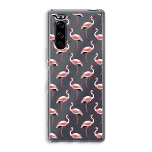 Flamingoprint groen: Sony Xperia 5 Transparant Hoesje