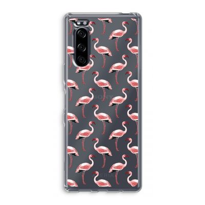 Flamingoprint groen: Sony Xperia 5 Transparant Hoesje