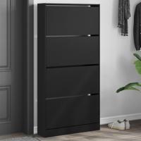 Schoenenkast met 4 klaplades 80x21x163,5 cm zwart