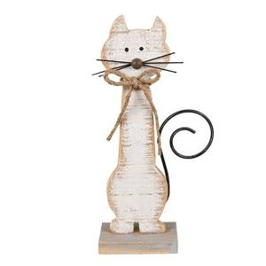 Clayre & Eef Decoratie Beeld Kat 38 cm Wit Hout