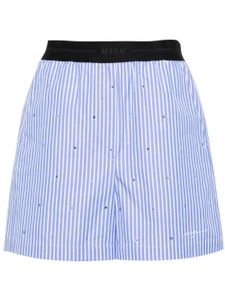 MSGM short rayé à strass - Bleu