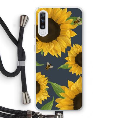 Sunflower and bees: Samsung Galaxy A70 Transparant Hoesje met koord